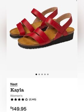Naot Kayla Women's Red Leather Triple-Strap Sandal